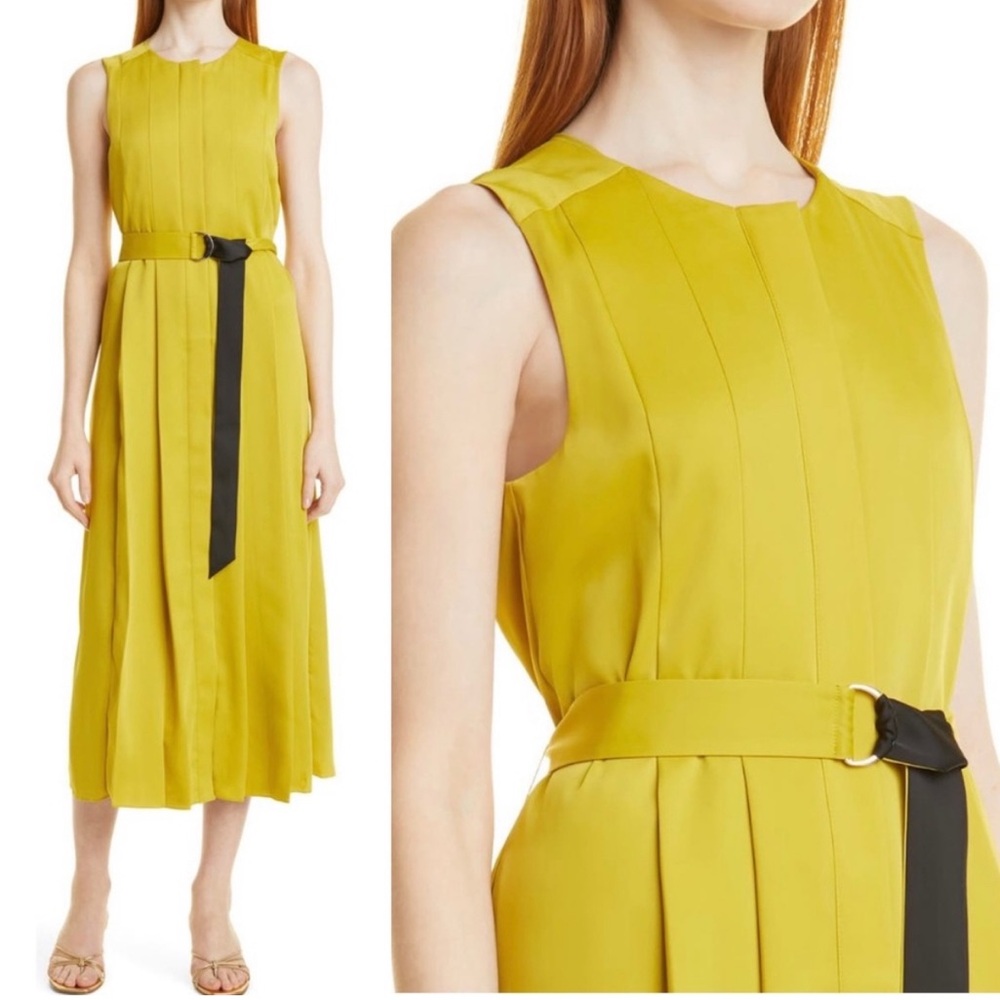 Ted Baker London Pleana Pleated Dress size 4, Yellow, Sleeveless NWOT
